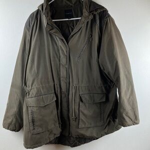 Lane Bryant Olive Green Hooded Utility Field Jacket Anorak Plus Size 22/24